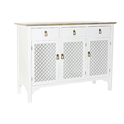 Pegane Commode en bois sapin blanc avec 3 portes et 3 tiroirs - Largeur 120 x Hauteur 90 x Profondeur 45cm