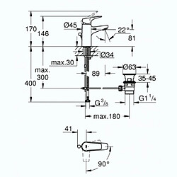 GROHE Mitigeur Start flow taille S Chromé