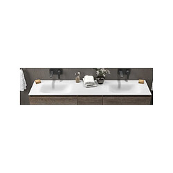 Karag Grand lavabo double sans trou à encastrer SPACE en solid surface 175x46x16 cm