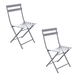 Hesperide Lot de 2 chaises de jardin pliables en métal Greensboro - Quartz