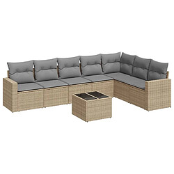 Maison Chic Salon de jardin avec coussins 8 pcs | Ensemble de Table et chaises | Mobilier d'Extérieur beige résine tressée -GKD53257