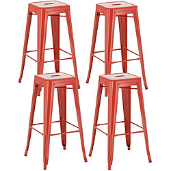 Decoshop26 Lot de 4 tabourets de bar style industriel avec repose-pieds en métal rouge TDB10288 