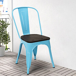 Ahd Amazing Home Design Chaises industrielles en bois et acier Tolix pour cuisine et bar Steel Wood, Couleur: Turquoise