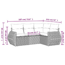 Avis vidaXL Salon de jardin 4 pcs avec coussins gris clair résine tressée