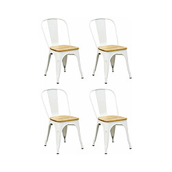 Aubry Gaspard Chaise industrielle en métal et bois d'orme huilé (Lot de 4) blanc.