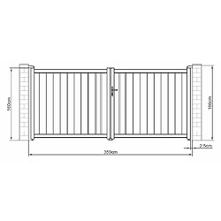 CEZARE Portail alu battant 350x160cm OREGON - GREEN & GROW 