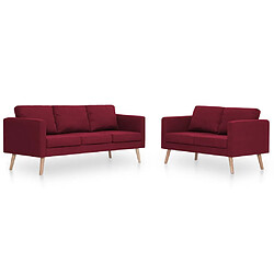 vidaXL Ensemble de canapé 2 pcs Tissu Rouge bordeaux