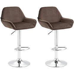 Non Lot de 2 tabourets de bar Braga velours chrome 