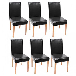 Decoshop26 Lot de 6 chaises de salle à manger synthétique noir pieds clairs CDS04245 