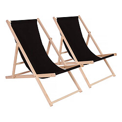 Habitat Et Jardin Lot de 2 transat en bois Chilienne - 107 x 56.5 x 81 cm - Noir 