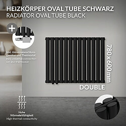 Avis LuxeBath Radiateur noir mat tube ovale double couche raccord universel à gauche 780x600mm