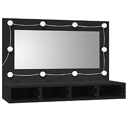 vidaXL Armoire à miroir avec LED noir 90x31,5x62 cm