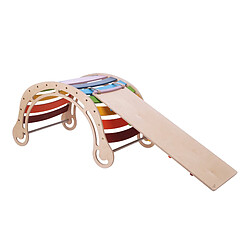 KateHaa Arche d'escalade XXL en bois avec mur d'escalade aux couleurs de l'arc-en-ciel | Arche d'escalade intérieure / Structure d'escalade pour enfants | Jouets Montessori