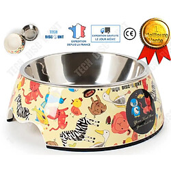 Tech Discount TD® gamelle chien chat pour voyage inoxydable antiderapante portable anti debordement design bol metal assiette animaux de compagnie 