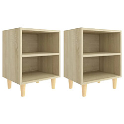 vidaXL Tables de chevet pieds en bois 2 pcs Chêne sonoma 40x30x50 cm