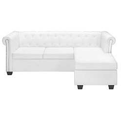 vidaXL Canapé Chesterfield en forme de L cuir synthétique blanc