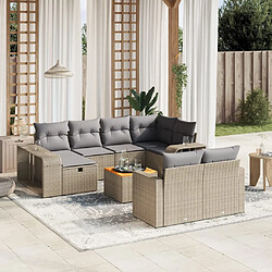 vidaXL Salon de jardin 11 pcs avec coussins beige résine tressée 