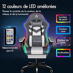 Acheter ALFORDSON Chaise Gaming Chaise de Bureau avec LED et Massant 8 Points Tissu Lin Bleu et Gris