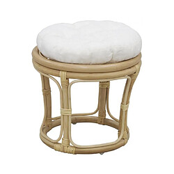 Aubry Gaspard Tabouret en rotin avec coussin Uni naturel.