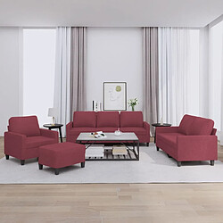 vidaXL Ensemble de canapés 4 pcs avec coussins Rouge bordeaux Tissu