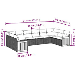 Acheter vidaXL Salon de jardin avec coussins 10 pcs gris résine tressée