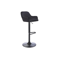 Acheter Vente-Unique Lot de 2 tabourets de bar en velours et métal - Hauteur réglable - Noir - ELEANA