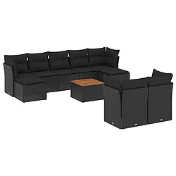 Maison Chic Salon de jardin 10 pcs avec coussins, Ensemble Tables et chaises d'extérieur noir résine tressée -GKD968902