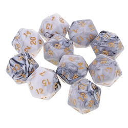 10 Pcs 20 Faces Dés D20 Polyédrique Dés Pour Donjons Et Dragons Jeux De Table Blanc Gris