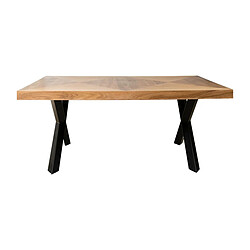 Table Romimex Noir Naturel Bois d'acacia 180 x 77 x 100 cm