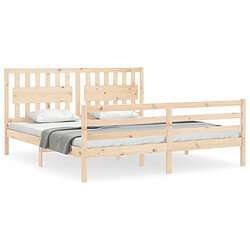 Maison Chic Cadre/structure de lit avec tête de lit pour adulte - Lit Moderne Chambre Super King bois massif -MN63992