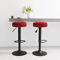 vidaXL Tabourets de bar lot de 2 rouge bordeaux velours 