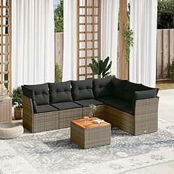 Maison Chic Salon de jardin avec coussins 7 pcs, Ensemble Tables et chaises de jardin, gris résine tressée -GKD272909