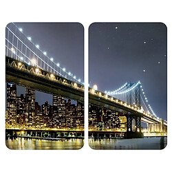 WENKO Planches à découper en verre - Lot de 2 couvre plaques universels - Brooklyn Bridge