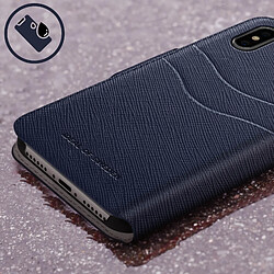 Etui Clapet iPhone X et XS Ideal of Sweden Saffiano bleu nuit Coque Magnétique pas cher