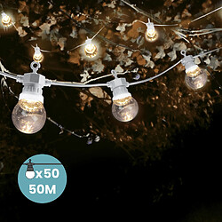 SkyLantern Kit Guirlande Guinguette 50m Fil Blanc Bulbes Transparent