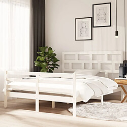 vidaXL Cadre de lit sans matelas blanc bois de pin massif 