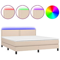 vidaXL Sommier à lattes de lit avec matelas LED Cappuccino 160x200 cm