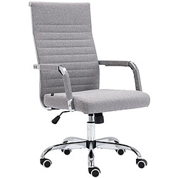 Decoshop26 Fauteuil de bureau sur roulettes confortable hauteur réglable en tissu gris cadre métal chromé BUR10579