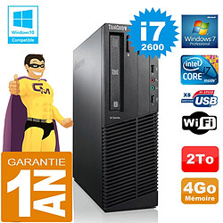 PC Lenovo M92p SFF Core I7-2600 Ram 4Go Disque 2 To Graveur DVD Wifi W7 - Occasion