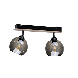 Lumière Wood Twin Plafonnier Spot Noir, 50cm, 2x E27