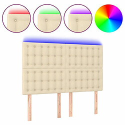 Maison Chic Tête de lit scandinave à LED,meuble de chambre Crème 144x5x118/128 cm Tissu -MN41846