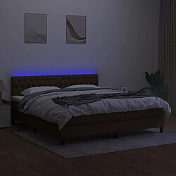 Avis vidaXL Sommier à lattes de lit matelas et LED Marron foncé 180x200 cm