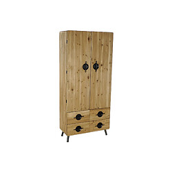 Pegane Armoire en bois sapin avec 4 tiroirs 2 portes et 3 étagères - Largeur 80 x Hauteur 176 x Profondeur 35 cm