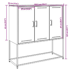 vidaXL Buffet haut noir 100,5x39x107 cm acier pas cher