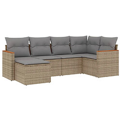 vidaXL Salon de jardin avec coussins 6 pcs beige résine tressée