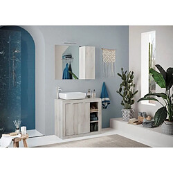 Acheter Tbs ROME Ensemble Meuble salle de bain L 92 + Vasque + 2 Portes + 3 Niches - Coloris chêne Pin Clair