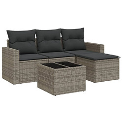 vidaXL Salon de jardin 5 pcs avec coussins gris résine tressée