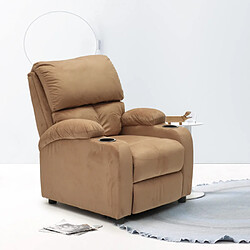 Avis Produceshop Fauteuil relax inclinable avec repose-pieds en microfibre de velours Lucrezia, Couleur: Beige