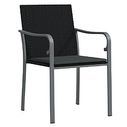 Avis Maison Chic Lot de 4 Chaises de jardin,Fauteuil d'extérieur avec coussins noir 56x59x84 cm rotin -MN29937