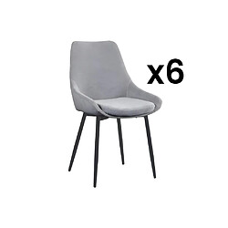 Vente-Unique Lot de 6 chaises en tissu et métal noir - Gris - MASURIE 